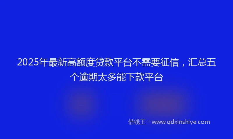 2025年最新高额度贷款平台不需要征信，汇总五个逾期太多能下款平台