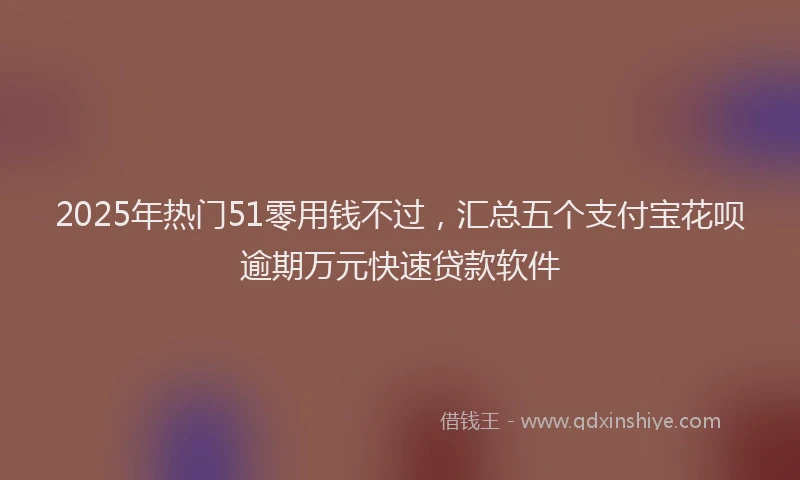 2025年热门51零用钱不过，汇总五个支付宝花呗逾期万元快速贷款软件