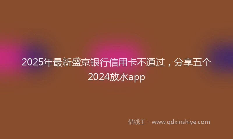2025年最新盛京银行信用卡不通过，分享五个2024放水app