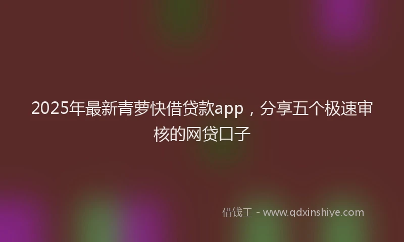 2025年最新青萝快借贷款app，分享五个极速审核的网贷口子