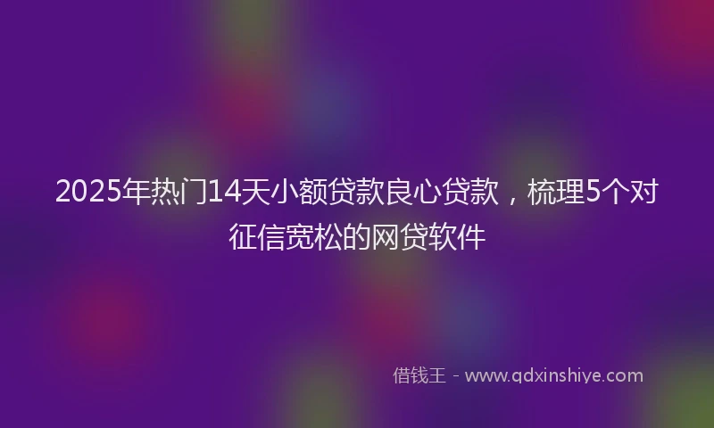 2025年热门14天小额贷款良心贷款，梳理5个对征信宽松的网贷软件
