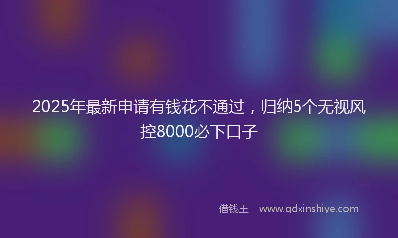 2025年最新申请有钱花不通过，归纳5个无视风控8000必下口子
