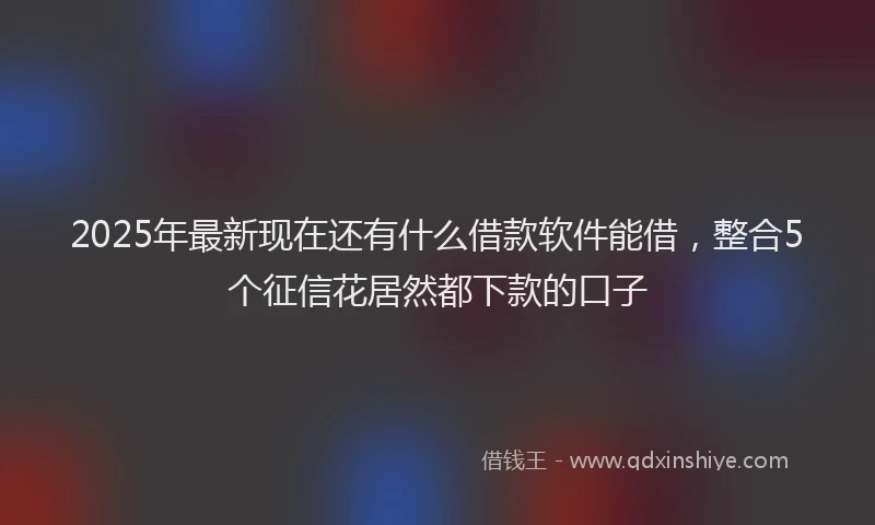 2025年最新现在还有什么借款软件能借，整合5个征信花居然都下款的口子