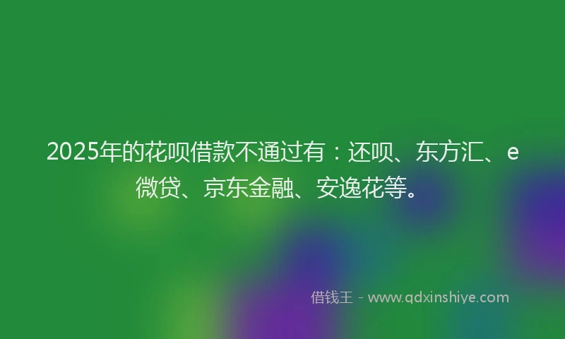 2025年的花呗借款不通过有：还呗、东方汇、e微贷、京东金融、安逸花等。
