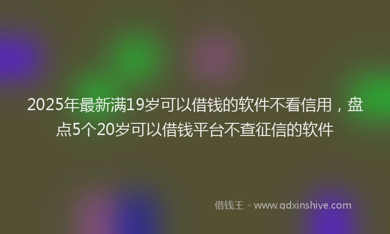 2025年最新满19岁可以借钱的软件不看信用，盘点5个20岁可以借钱平台不查征信的软件