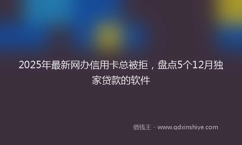 2025年最新网办信用卡总被拒，盘点5个12月独家贷款的软件