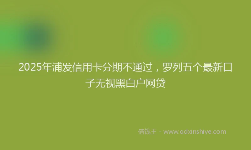 2025年浦发信用卡分期不通过，罗列五个最新口子无视黑白户网贷