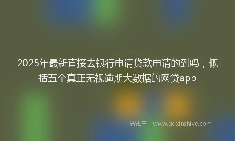 2025年最新直接去银行申请贷款申请的到吗，概括五个真正无视逾期大数据的网贷app
