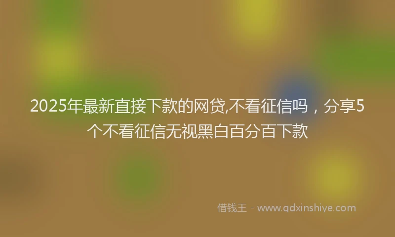 2025年最新直接下款的网贷,不看征信吗，分享5个不看征信无视黑白百分百下款