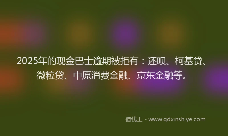 2025年的现金巴士逾期被拒有：还呗、柯基贷、微粒贷、中原消费金融、京东金融等。