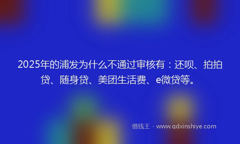 2025年的浦发为什么不通过审核有：还呗、拍拍贷、随身贷、美团生活费、e微贷等。