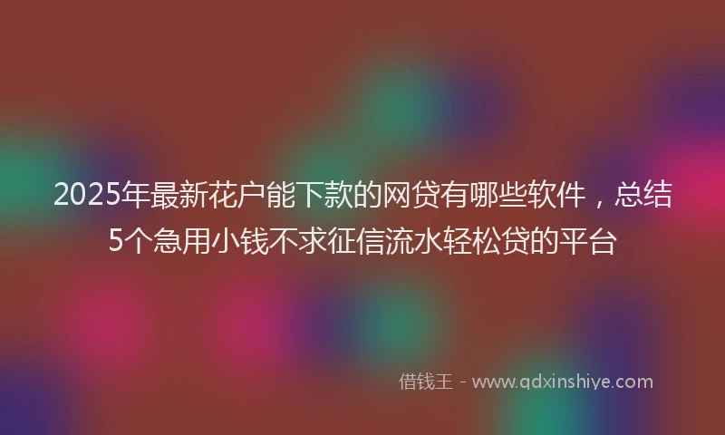 2025年最新花户能下款的网贷有哪些软件，总结5个急用小钱不求征信流水轻松贷的平台