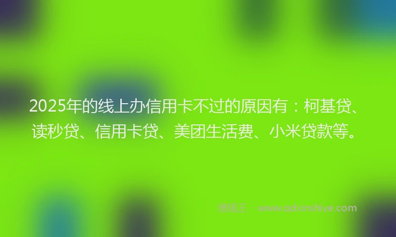 2025年的线上办信用卡不过的原因有:柯基贷、读秒贷、信用卡贷、美团生活费、小米贷款等。