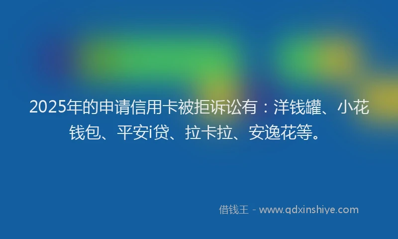 2025年的申请信用卡被拒诉讼有：洋钱罐、小花钱包、平安i贷、拉卡拉、安逸花等。