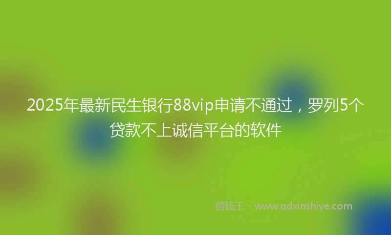 2025年最新民生银行88vip申请不通过，罗列5个贷款不上诚信平台的软件