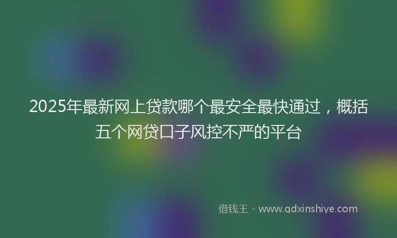 2025年最新网上贷款哪个最安全最快通过，概括五个网贷口子风控不严的平台