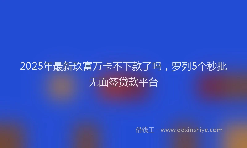 2025年最新玖富万卡不下款了吗，罗列5个秒批无面签贷款平台
