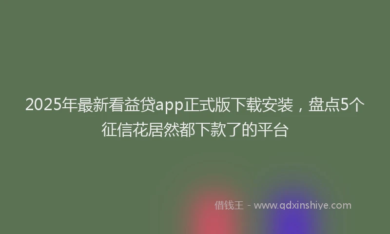 2025年最新看益贷app正式版下载安装，盘点5个征信花居然都下款了的平台
