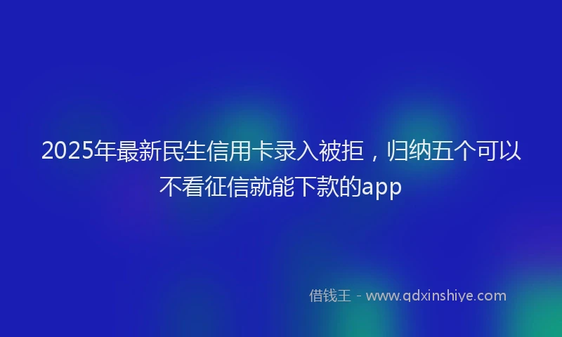 2025年最新民生信用卡录入被拒，归纳五个可以不看征信就能下款的app