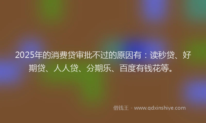 2025年的消费贷审批不过的原因有：读秒贷、好期贷、人人贷、分期乐、百度有钱花等。