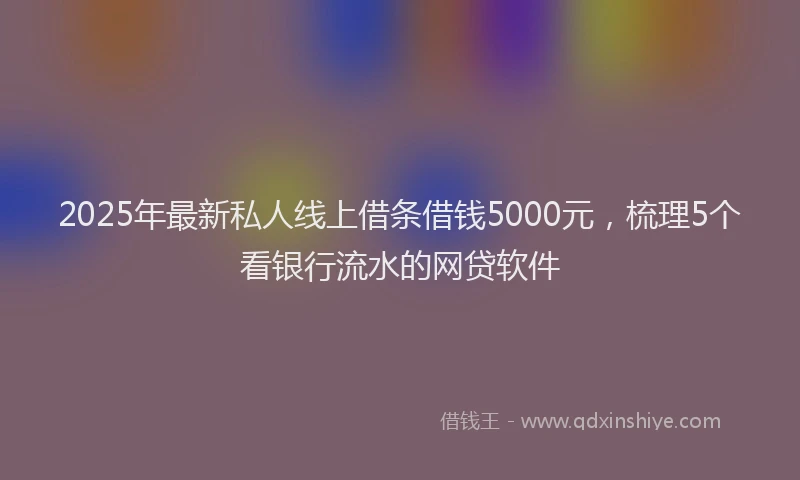 2025年最新私人线上借条借钱5000元，梳理5个看银行流水的网贷软件