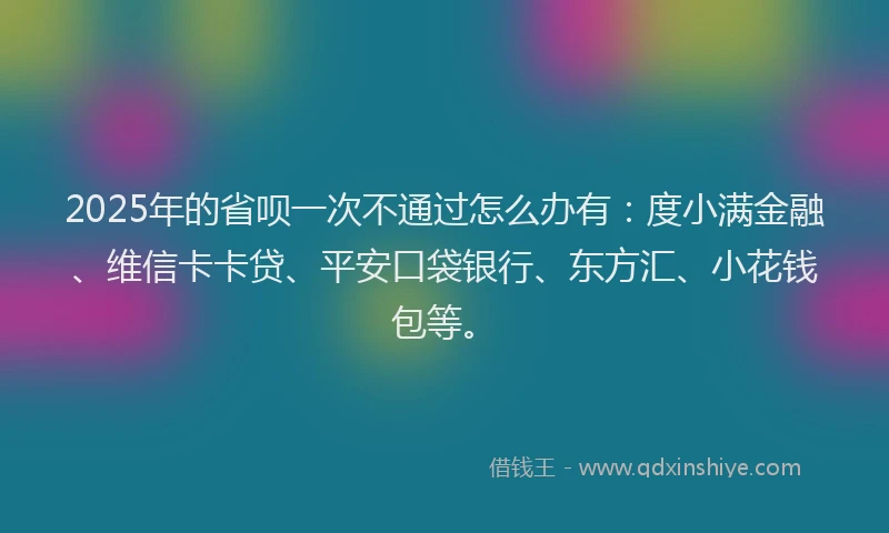 2025年的省呗一次不通过怎么办有：度小满金融、维信卡卡贷、平安口袋银行、东方汇、小花钱包等。