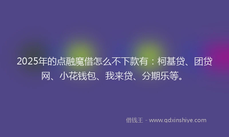 2025年的点融魔借怎么不下款有：柯基贷、团贷网、小花钱包、我来贷、分期乐等。