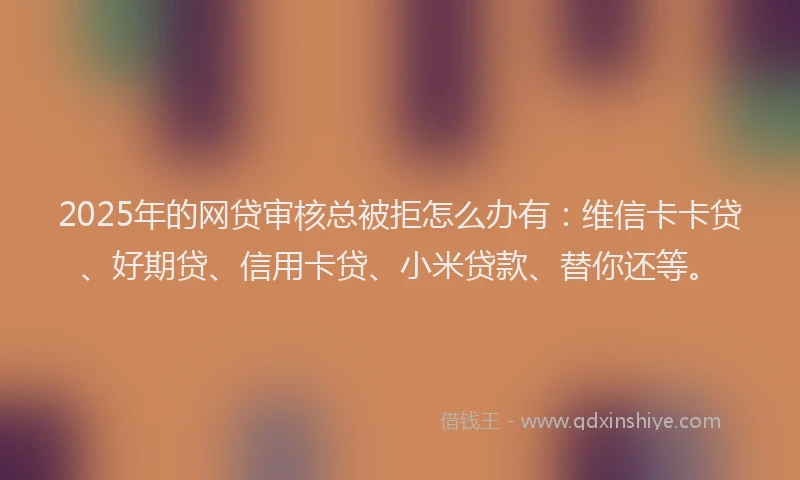 2025年的网贷审核总被拒怎么办有：维信卡卡贷、好期贷、信用卡贷、小米贷款、替你还等。
