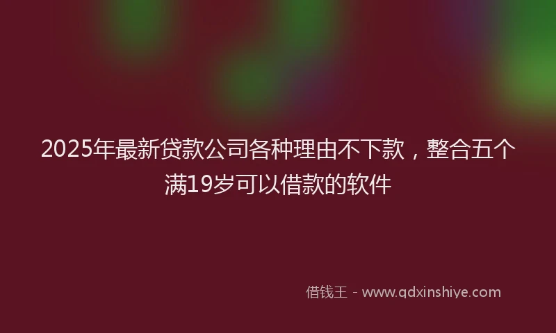 2025年最新贷款公司各种理由不下款，整合五个满19岁可以借款的软件
