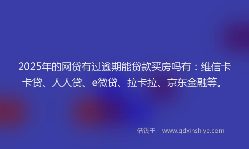 2025年的网贷有过逾期能贷款买房吗有：维信卡卡贷、人人贷、e微贷、拉卡拉、京东金融等。