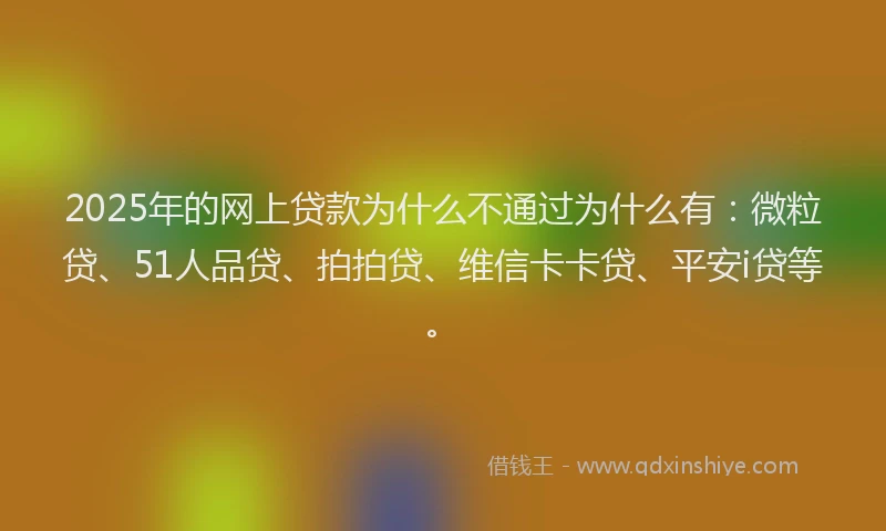 2025年的网上贷款为什么不通过为什么有：微粒贷、51人品贷、拍拍贷、维信卡卡贷、平安i贷等。