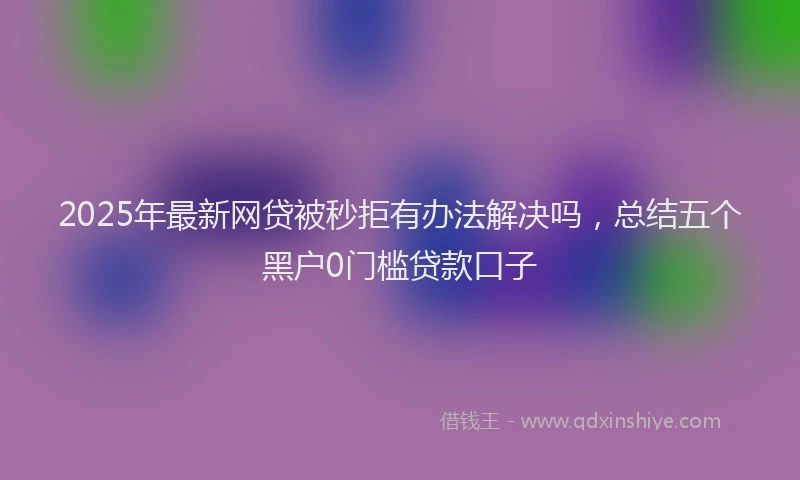 2025年最新网贷被秒拒有办法解决吗，总结五个黑户0门槛贷款口子