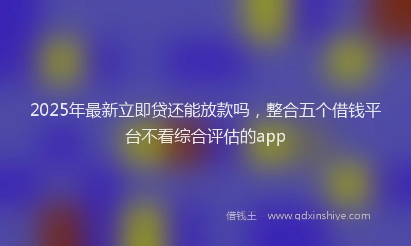 2025年最新立即贷还能放款吗，整合五个借钱平台不看综合评估的app