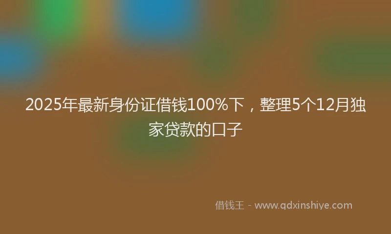2025年最新身份证借钱100%下，整理5个12月独家贷款的口子