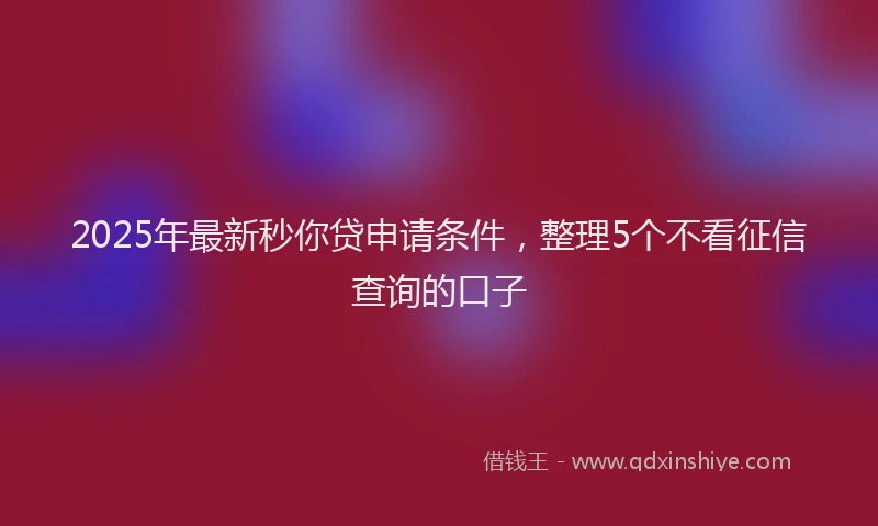 2025年最新秒你贷申请条件，整理5个不看征信查询的口子