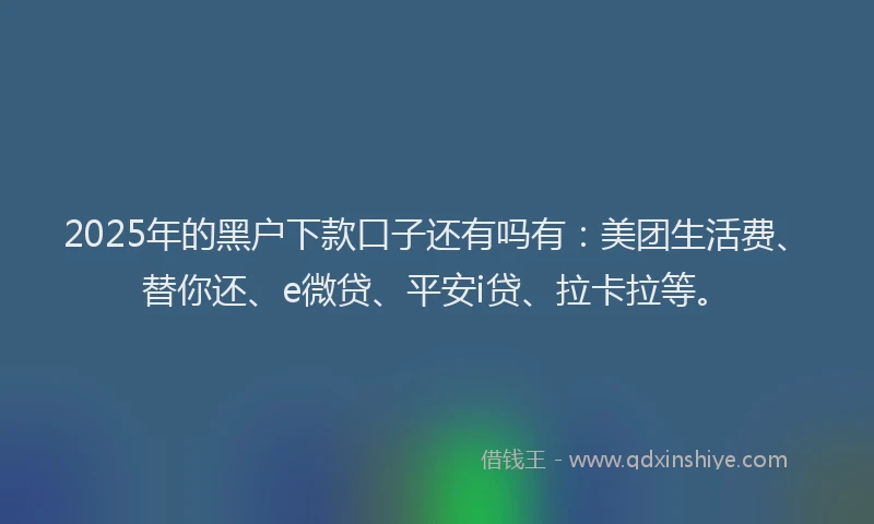 2025年的黑户下款口子还有吗有：美团生活费、替你还、e微贷、平安i贷、拉卡拉等。