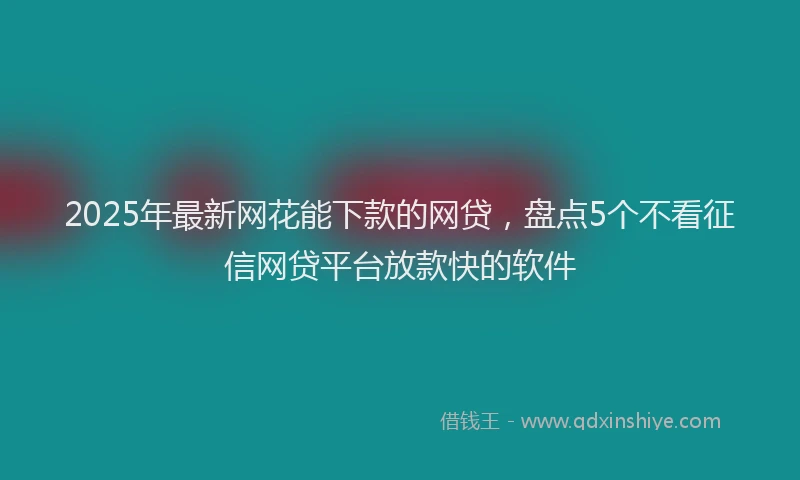 2025年最新网花能下款的网贷，盘点5个不看征信网贷平台放款快的软件