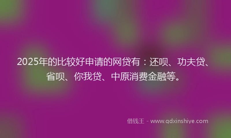 2025年的比较好申请的网贷有：还呗、功夫贷、省呗、你我贷、中原消费金融等。