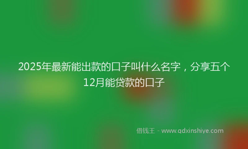 2025年最新能出款的口子叫什么名字，分享五个12月能贷款的口子