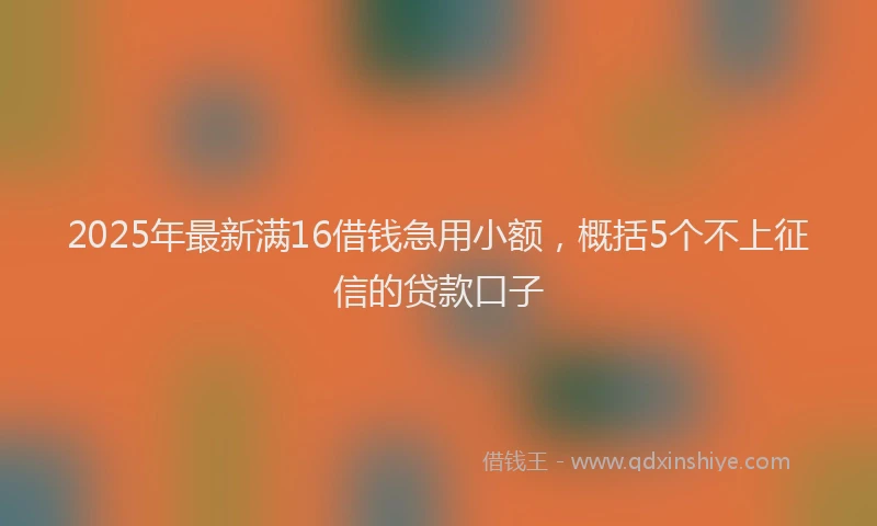 2025年最新满16借钱急用小额，概括5个不上征信的贷款口子