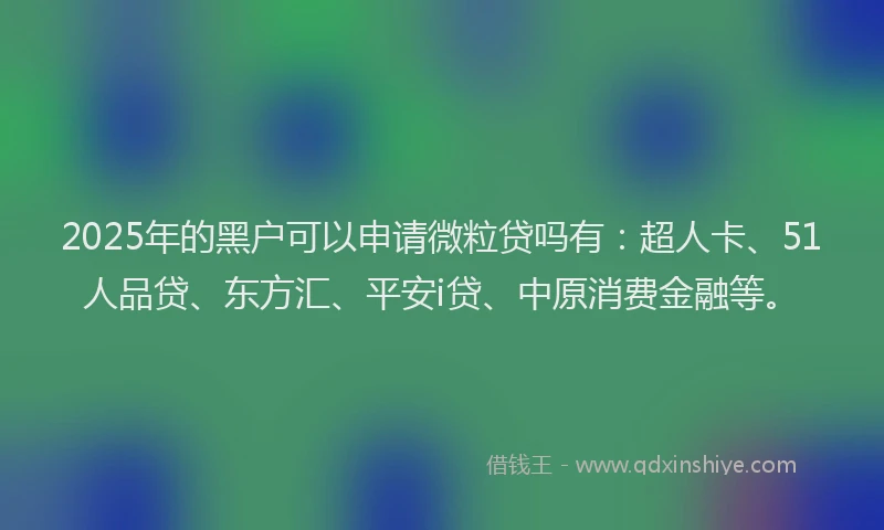 2025年的黑户可以申请微粒贷吗有：超人卡、51人品贷、东方汇、平安i贷、中原消费金融等。