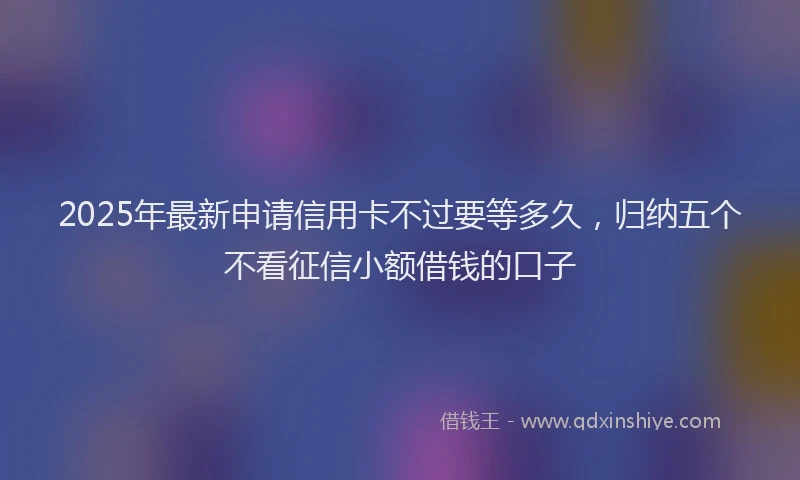 2025年最新申请信用卡不过要等多久，归纳五个不看征信小额借钱的口子