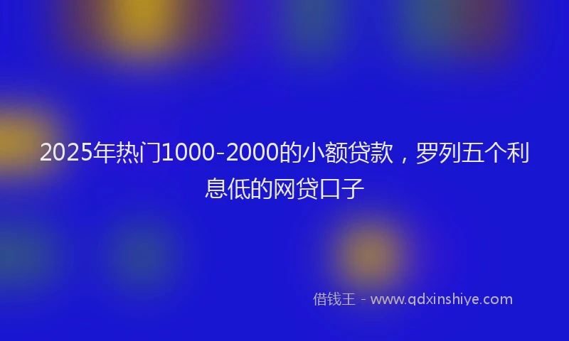 2025年热门1000-2000的小额贷款，罗列五个利息低的网贷口子