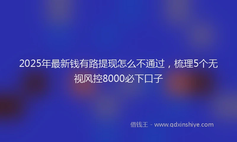 2025年最新钱有路提现怎么不通过，梳理5个无视风控8000必下口子