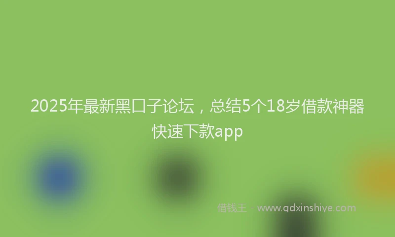2025年最新黑口子论坛，总结5个18岁借款神器快速下款app