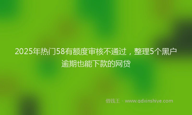 2025年热门58有额度审核不通过，整理5个黑户逾期也能下款的网贷