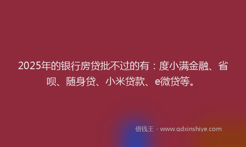 2025年的银行房贷批不过的有：度小满金融、省呗、随身贷、小米贷款、e微贷等。