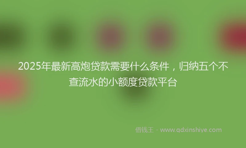 2025年最新高炮贷款需要什么条件，归纳五个不查流水的小额度贷款平台