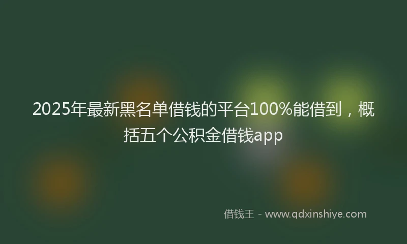 2025年最新黑名单借钱的平台100%能借到，概括五个公积金借钱app