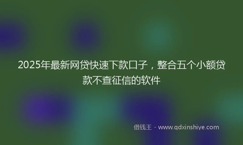 2025年最新网贷快速下款口子，整合五个小额贷款不查征信的软件